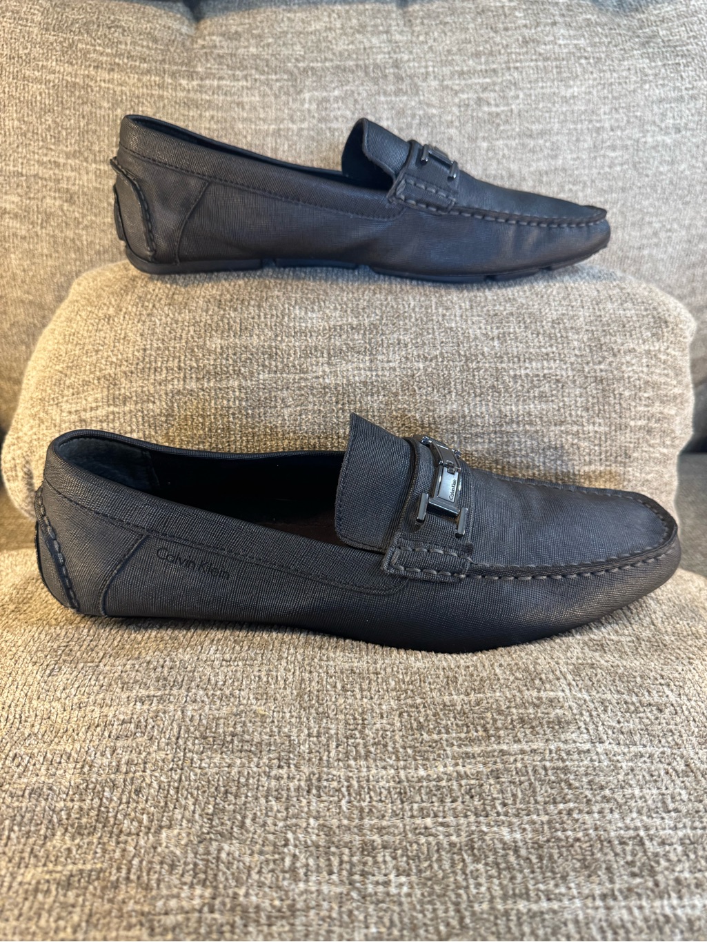 Calvin Klein Men's Black Slip-On Magnus Driving Loafers With Metal Bit Size 12